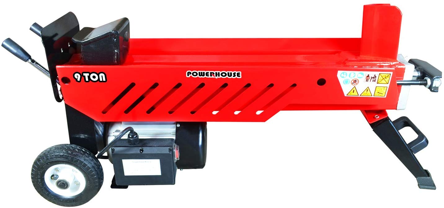 Powerhouse Log Splitters XM-580 9 Ton Electric Hydraulic Horizontal Log Splitter, Red Black Silver